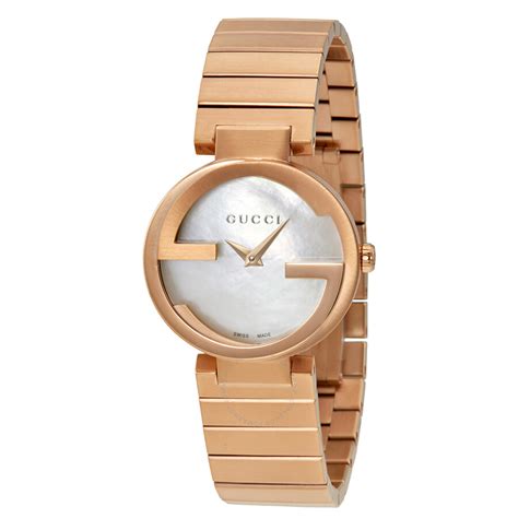 gucci interlocking mother of pearl dial ladies watch fake|gucci diamond watch.